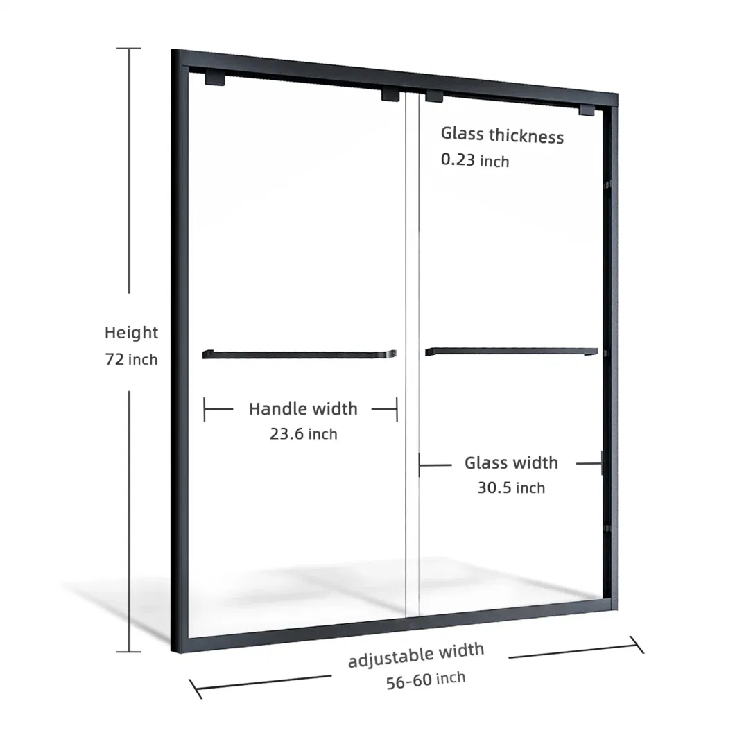 Sally 58.5-60&quot;W*72&quot;H Double Sliding Shower Doors Tempered Glass Matt-Black Framed Shower Door